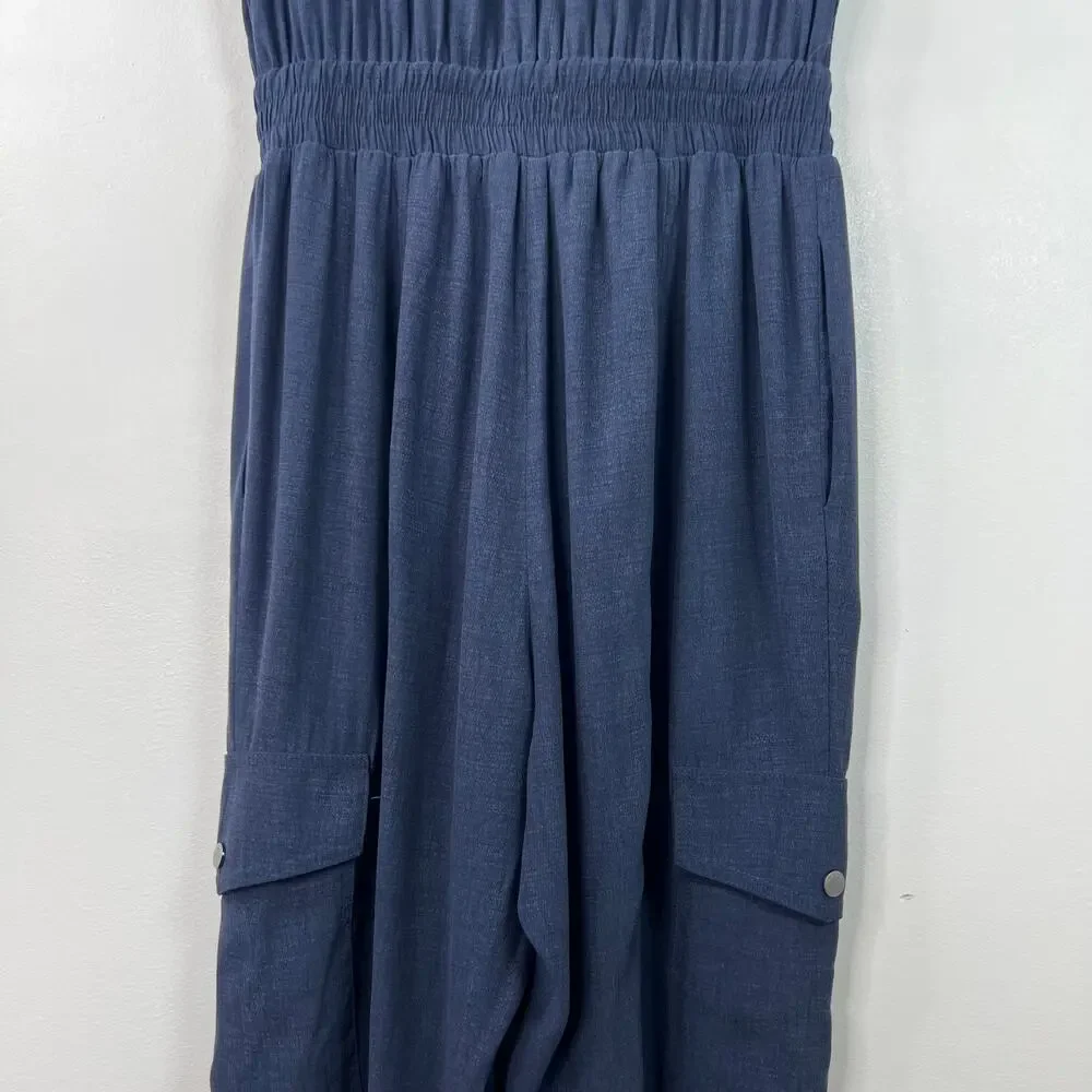 Elie Tahari Women's Belted Ankle Jumpsuit Blue Corporate Core Minimalist Size S - Picture 9 of 16